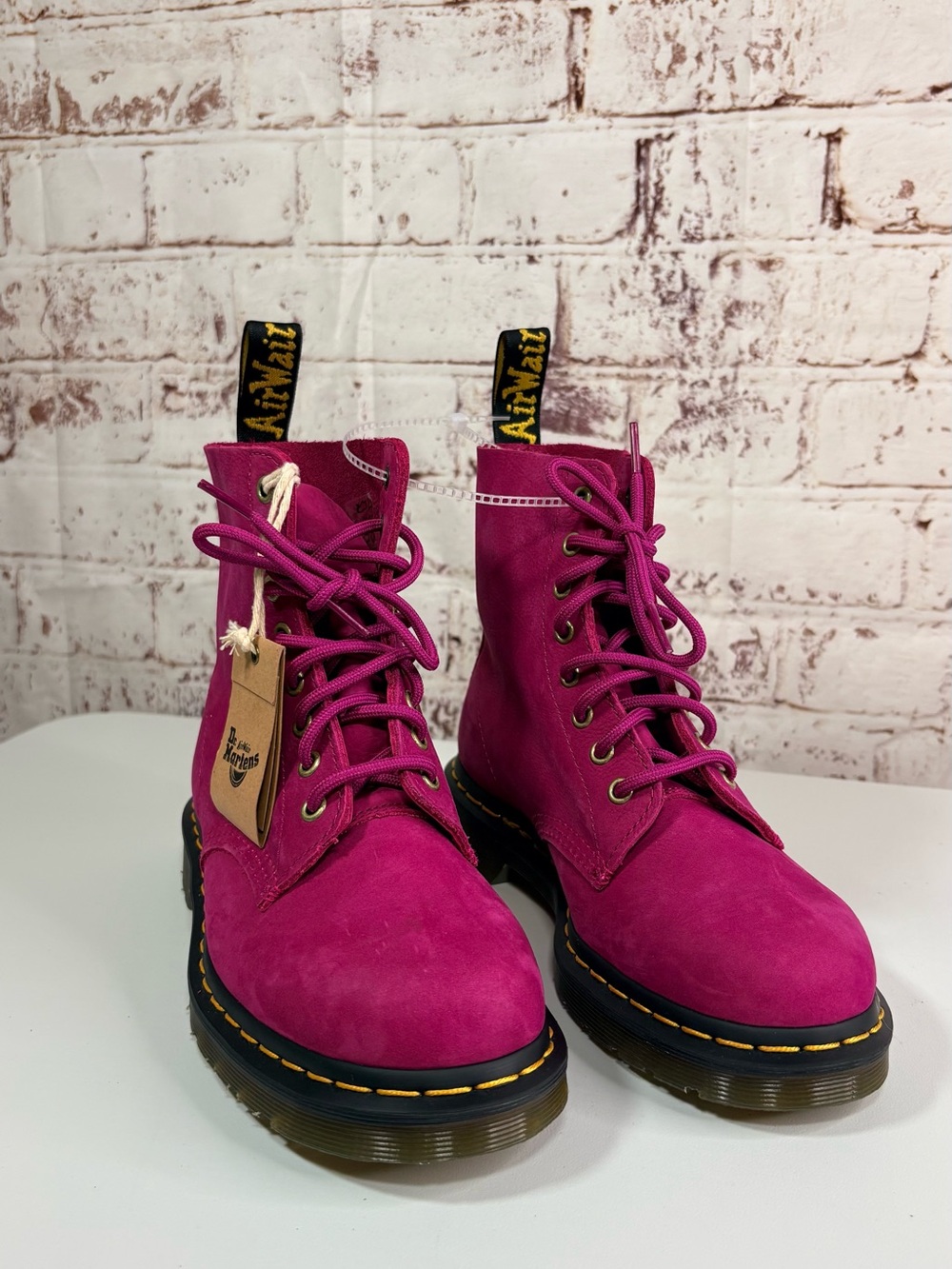 Dr. Martens Women's Hot Pink Lace-Up Leather Boots
